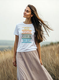 Load image into Gallery viewer, Retro Vibe Women&#39;s T-Shirt - Go Your Own Way - Colorful Cotton Tee
