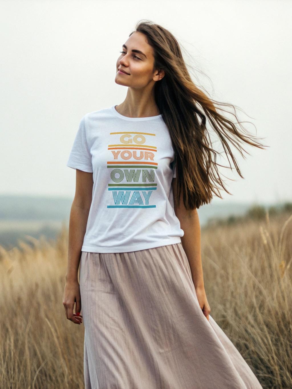 Retro Vibe Women's T-Shirt - Go Your Own Way - Colorful Cotton Tee