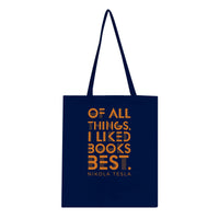 Load image into Gallery viewer, Eco-Friendly Cotton Tote Bag with Nikola Tesla Quote - Retro Engineer Design
