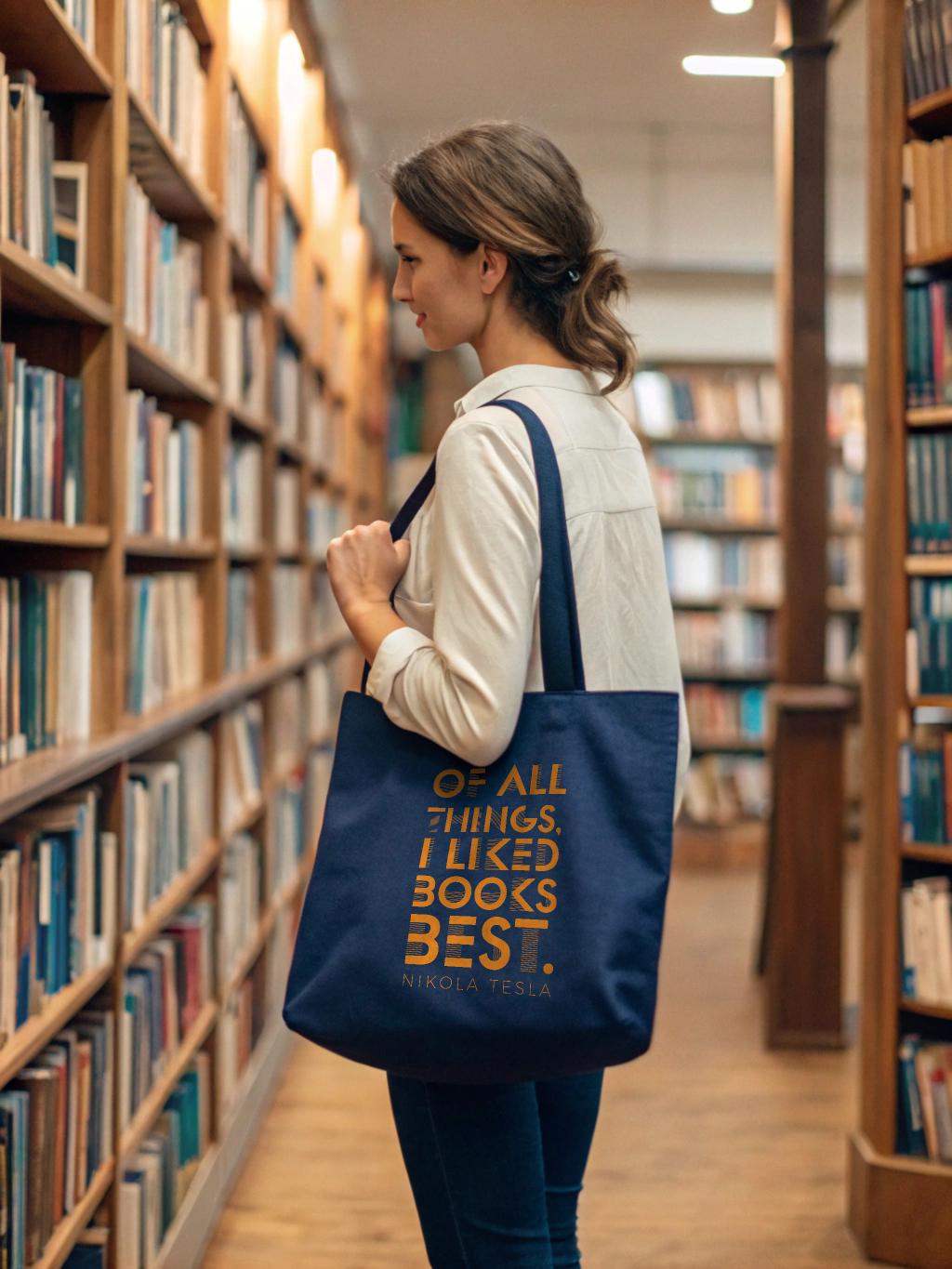 Eco-Friendly Cotton Tote Bag with Nikola Tesla Quote - Retro Engineer Design
