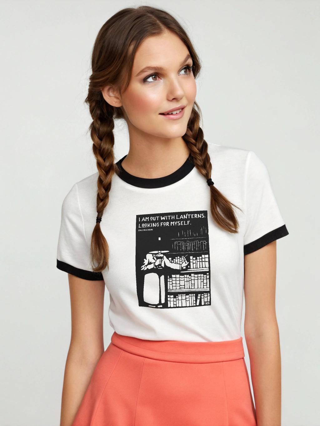 Emily Dickinson Quote T-Shirt: Book Lover Ringer Tee