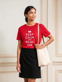 Load image into Gallery viewer, Keep Calm and Read On T-Shirt: Bold Book Lover Graphic Tee
